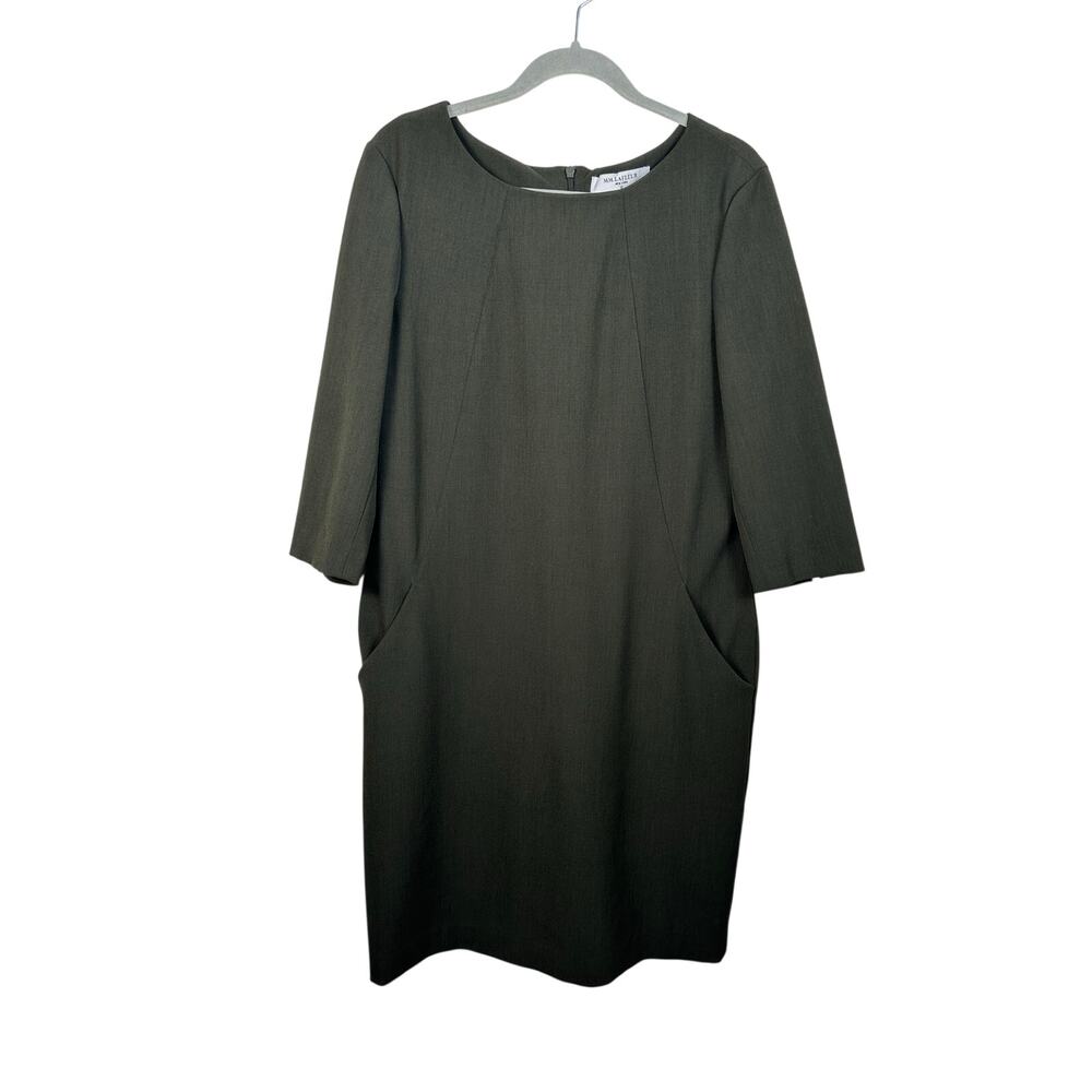 MM Lafleur Etsuko Sheath Dress Green Size 16 Classic Career Knee Length EUC